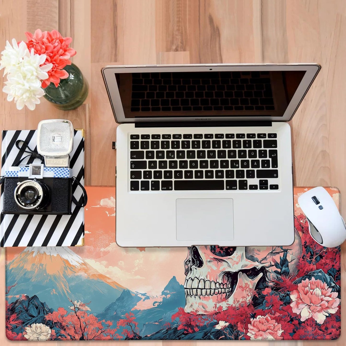 Anime Skull Gaming Mouse Pad 3mm Thick Stitched Edge Waterproof Non-Slip Large Computer Keyboard Mouse Mat,Suitable for Office Entertainment Decorative Desk Pad 35.4 x 15.7 Inches