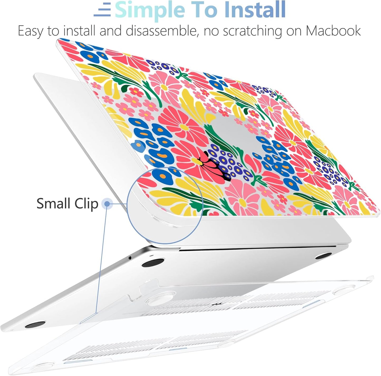 MEEgoodo Case for MacBook Air M4/M3/M2 13.6 inch 2025 2024 2022, Fit Model A3240 A3113 A2681, Compatible with MacBook Air 13 inch, Laptop Hard Shell Case with Keyboard Cover, Groovy Flower
