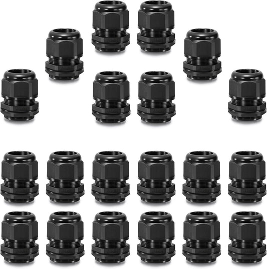 QILIPSU 20pcs 1" NPT Cable Gland Waterproof IP68 Nylon Cable Pass Through Cord Grip Connector Strain Relief Wire Grommet