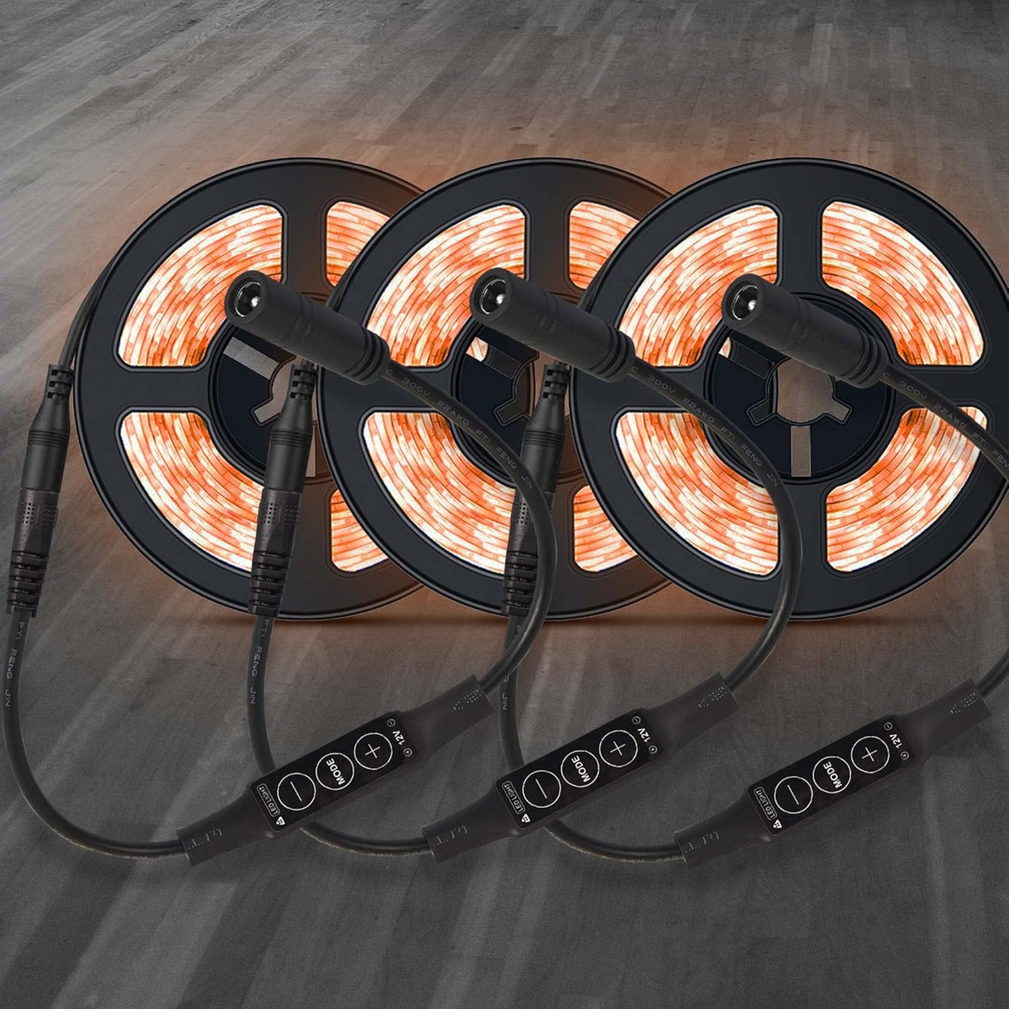 PNGKNYOCN DC 12V LED Strip Lights Dimmer DC 5.5 * 2.1mm Male to Female Mini Single Color LED Dimming Controller(2-Pack)