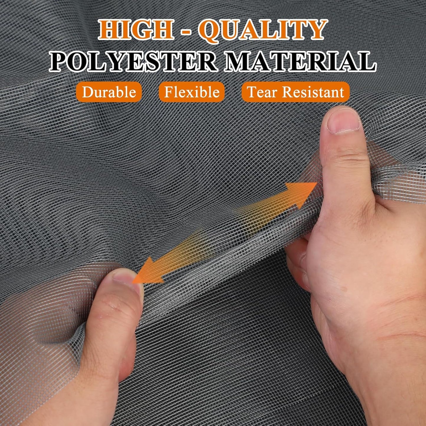 MAGZO Window&Door Screen Replacement Kit, 86" W x 196" L, with Retainer Spline(Total 65.6 FT) and Press-Fit Roller Tool, Polyester Scratch-Proof, Adjustable Mesh for Windows&Doors&DIY Projects, Grey