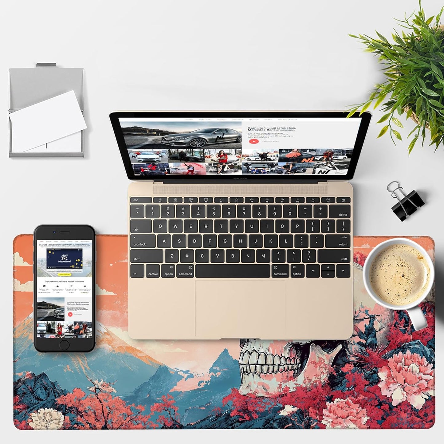 Anime Skull Gaming Mouse Pad 3mm Thick Stitched Edge Waterproof Non-Slip Large Computer Keyboard Mouse Mat,Suitable for Office Entertainment Decorative Desk Pad 35.4 x 15.7 Inches