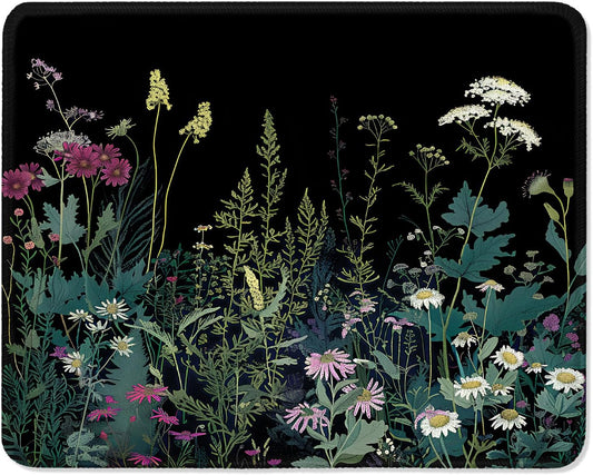 ITNRSIIET Mouse Pad with Stitched Edge Premium Textured Smooth Precise Operation Waterproof Washable Non-Slip Rubber Base Desktop Protection Mat, 10.2×8.3×0.12 inches, Pretty Flowers