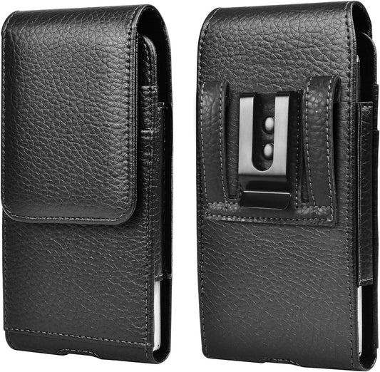 Phone Holster for Samsung Galaxy S25 S24 S23 S22 S21 S20 FE S10 S9 A51 A52 A53 Note 20 Note 10 Plus LG Stylo 5 PU Leather Case Pouch Belt5 Phone Holder with Belt Clip,Black