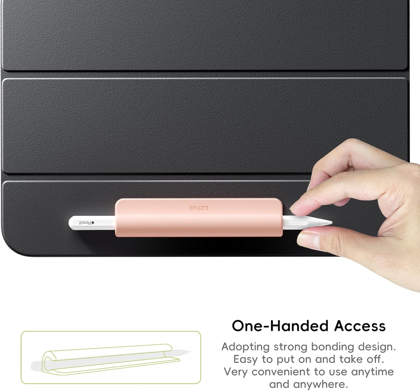 ELETIUO 3 Pack Silicone Pencil Holder Sleeve,Compatible with Apple Pencil (USB-C),Apple Pencil 1st/ 2nd Generation,Strong Adhesive Sticky Attached to iPad Case for Stylus Pens,White,Pink,Purple