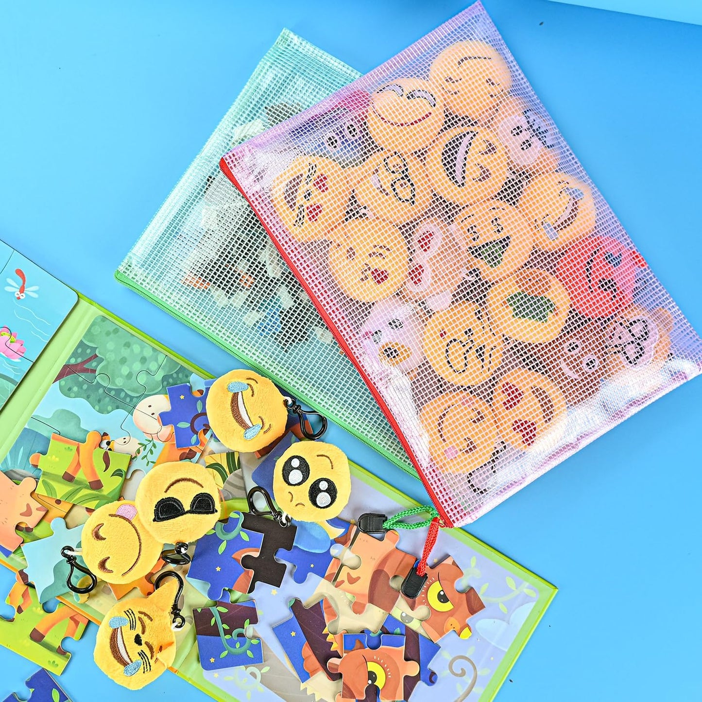 AUSTARK 20 Pcs Zipper File Bags, Plastic Mesh Pouch, Board Game Storage Bag, Waterproof Bags for Office School (B5 Size 11.4''x8.2'', Multicolored)