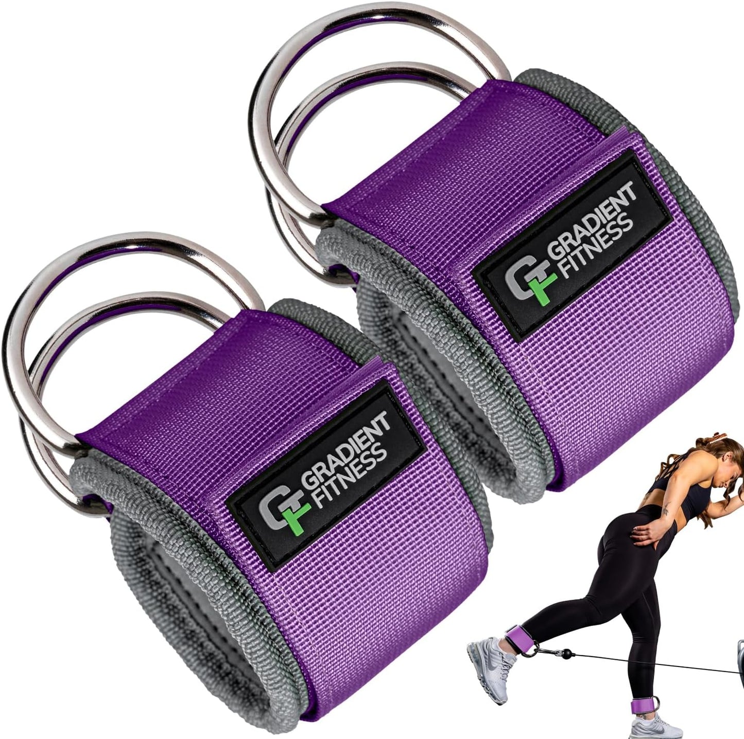 Gradient Fitness Ankle Straps (2 Pack) | Ankle Strap for Cable Machine, Ankle Bands for Working Out, Cable Ankle Strap
