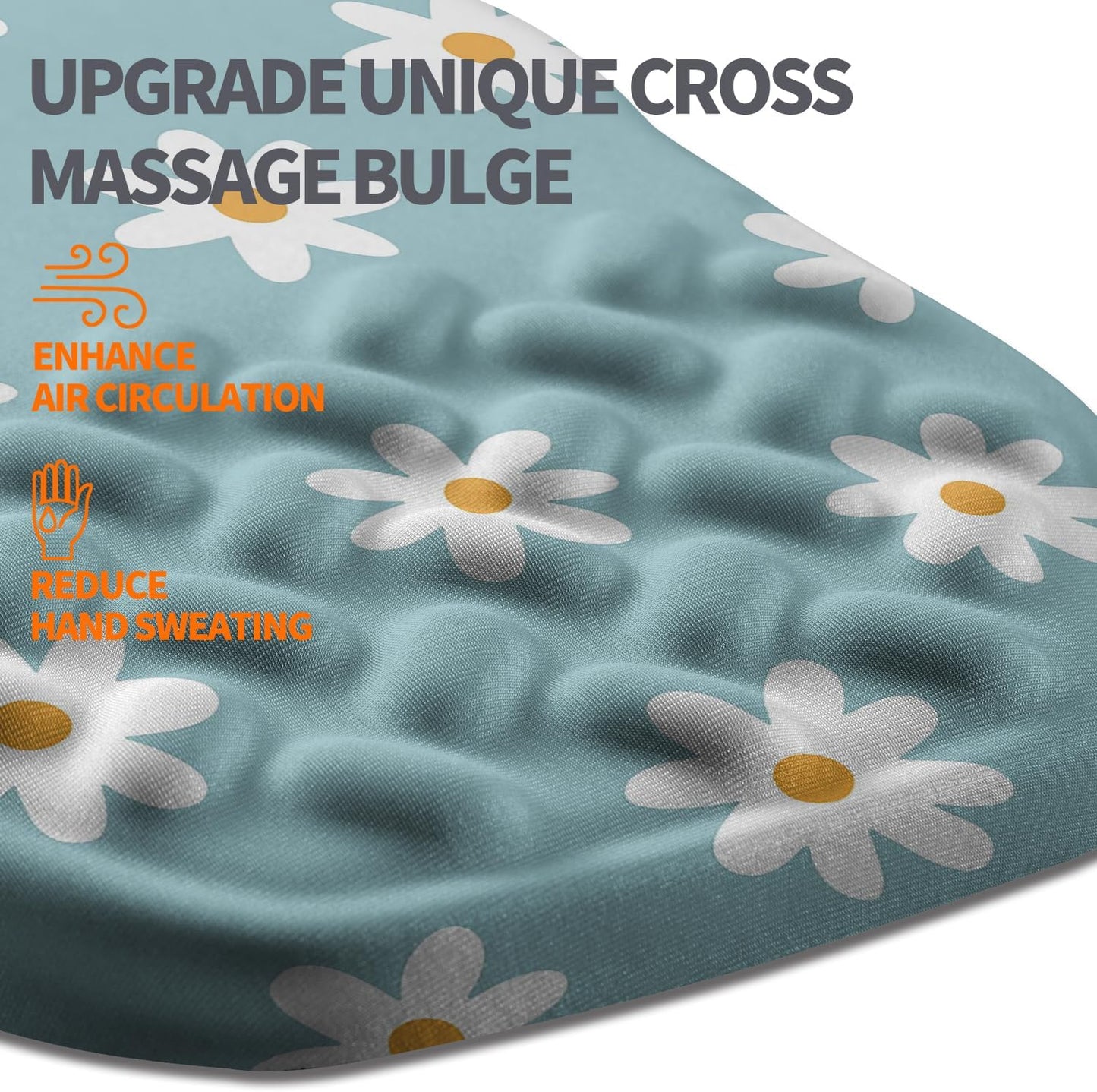 Ergonomic Slope Mouse Pad Wrist Support, Wrist Rest Mousepad for Carpal Tunnel Pain Relief with Massage Bulge and Slow Rebound Memory Foam (12x8 inch, White Flowers)