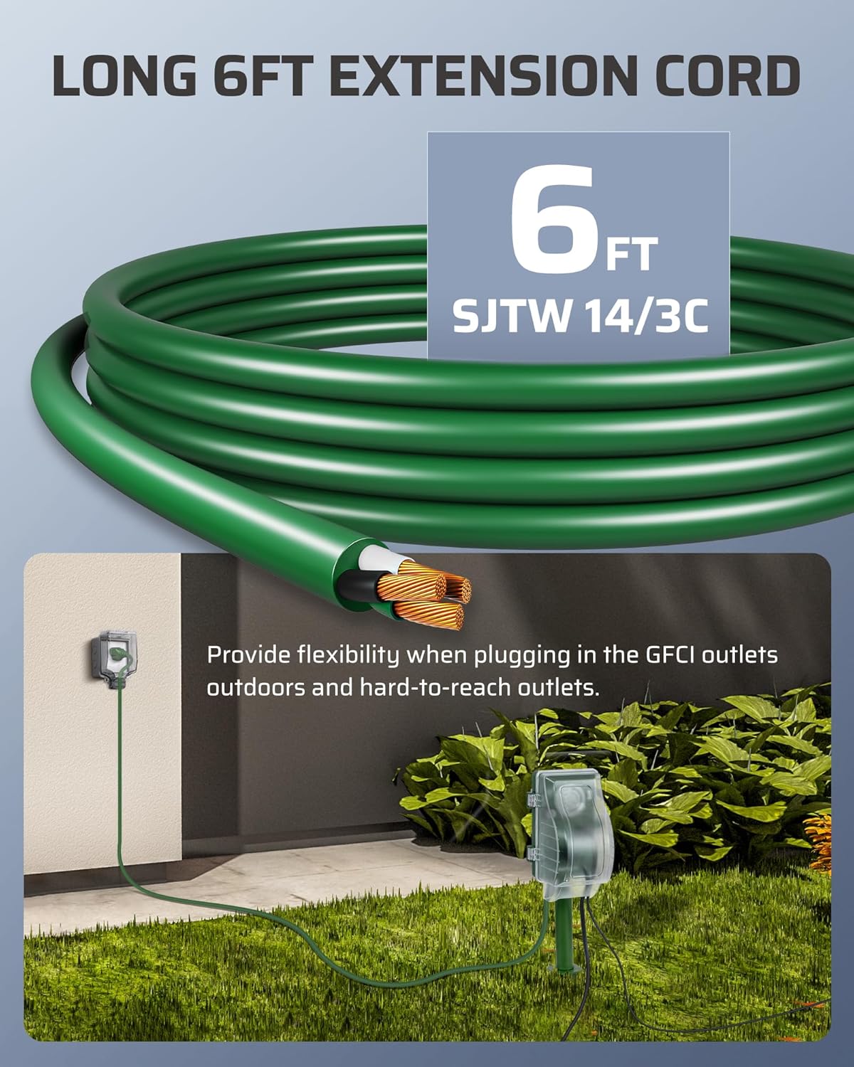 DEWENWILS Heavy Duty Outdoor Power Stake Timer, 24-Hour Mechanical Timer with 6FT Cord, 1800W/15A, Waterproof for Patio Lights, Halloween/Christmas Decorations, ETL Listed