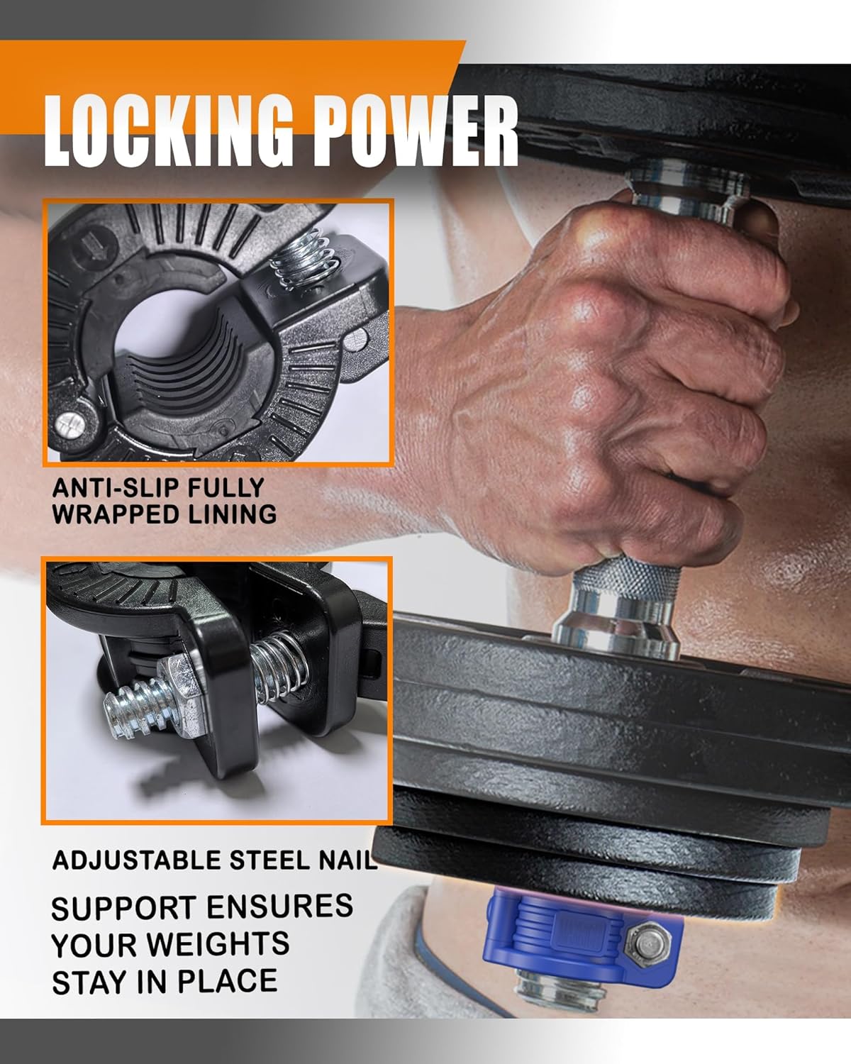 MAXRICH T Barbell Clamp 1 inch Multiple Sizes & Adjustable Weight Clips for Barbell Quick Release Barbell Clips|Barbell Collar Bar Locks for Weight Lifting (Blue 0.9-1.18inch)