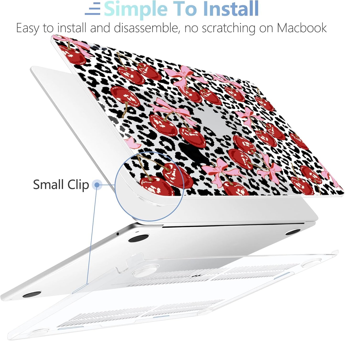 MEEgoodo Case for M4/M3/M2 MacBook Air 13.6 inch Case 2025 2024 2022, Fit Model A3240/A3113/A2681, Laptop Hard Shell with Keyboard Cover Compatible with MacBook Air 13 inch, Leopard & Cherry