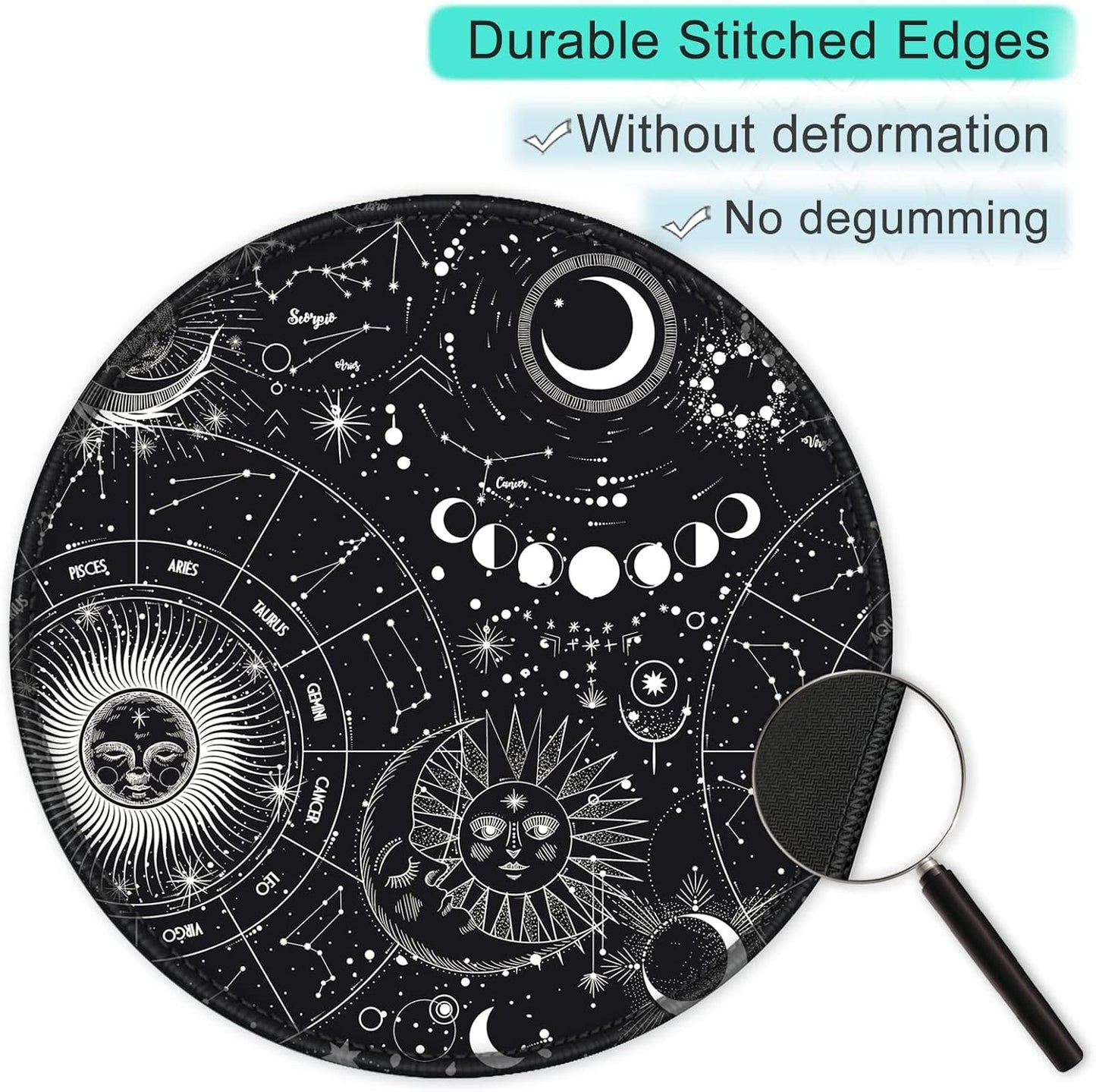 ITNRSIIET Round Mouse Pad with Stitched Edge Premium-Textured Waterproof Non-Slip Rubber Base Desktop Protection Mat Diameter 8.7 inches, Sky Spirit