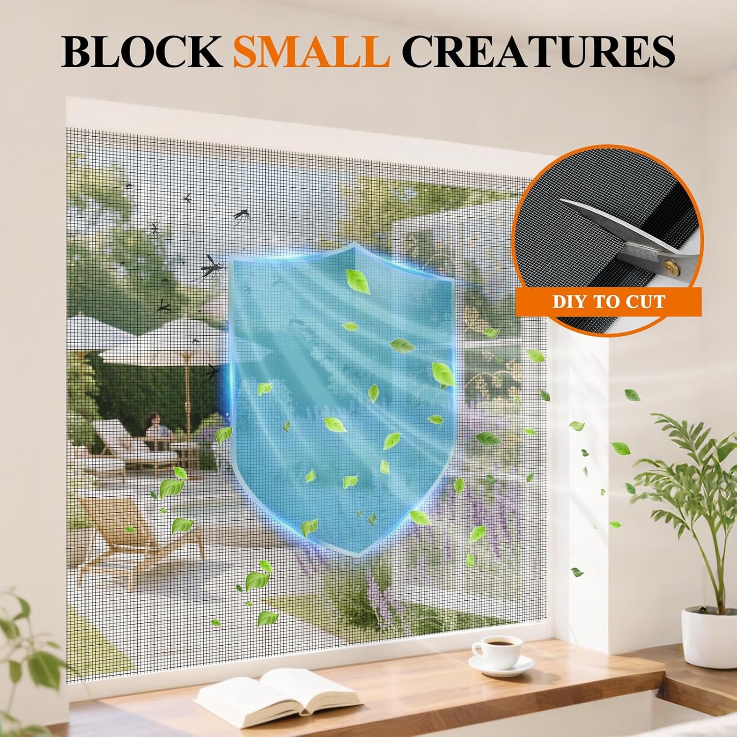 2PACK MAGZO Window&Door Screen Replacement Kit, 48''W x 99''L, with Retainer Spline (Total 65.6 FT) and Press-Fit Roller Tool, Polyester Scratch-Proof, Net Roll Repair for Sliding/House Windows, Black