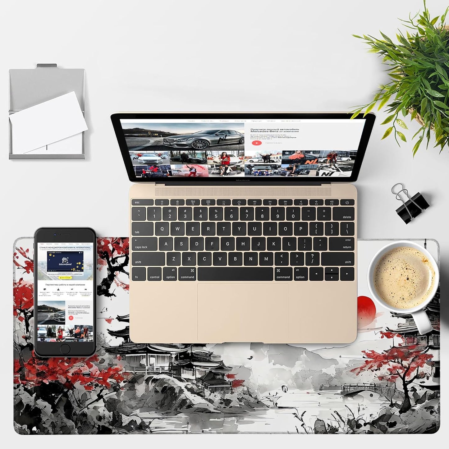 Oriental Painting Gaming Mouse Pad 3mm Thick Stitched Edge Waterproof Non-Slip Large Computer Keyboard Mouse Mat,Suitable for Office Entertainment Decorative Desk Pad 35.4 x 15.7 Inches