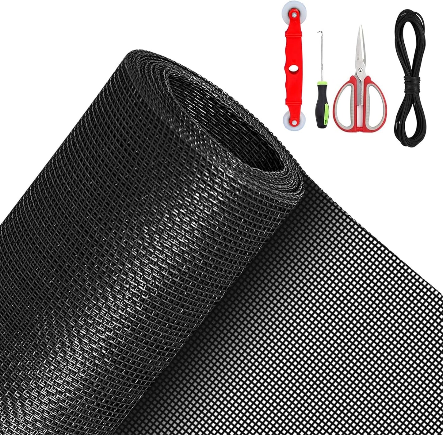 QWR Pet Proof Window Screen Replacement Kit, 39"x118" Durable High Hardness Screen Mesh Replacement Window Screens Repair Kit for Sliding Screen Door,Patio and Windows.(Folded Package)