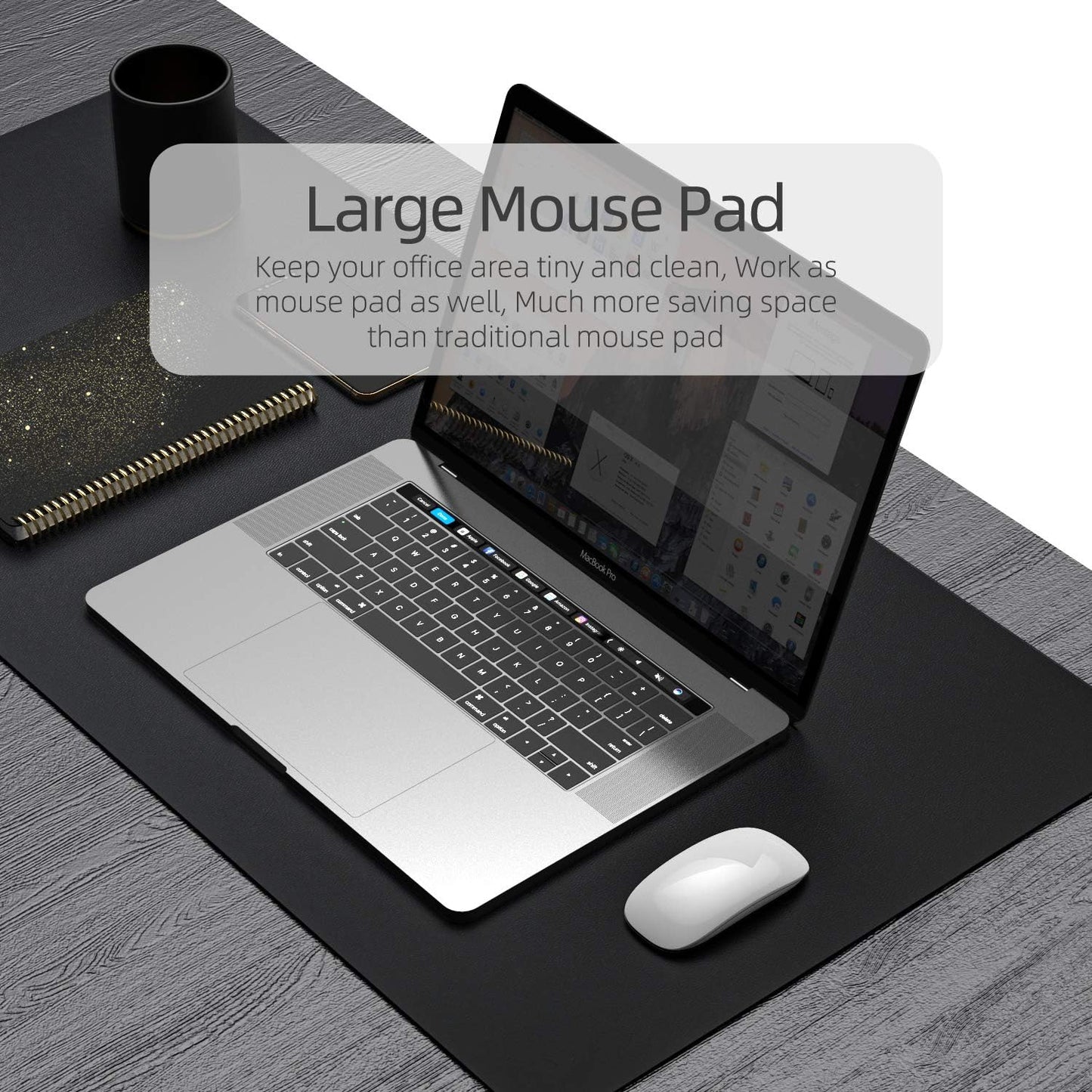 YSAGi Desk Pad, Desk Mat, 31.5" x 15.7" Laptop Leather Desk Pad Protector, Large Leather Desk Blotter for Keyboard and Mouse, Waterproof Desk Writing Pad for Office and Home (31.5" x 15.7", Black)