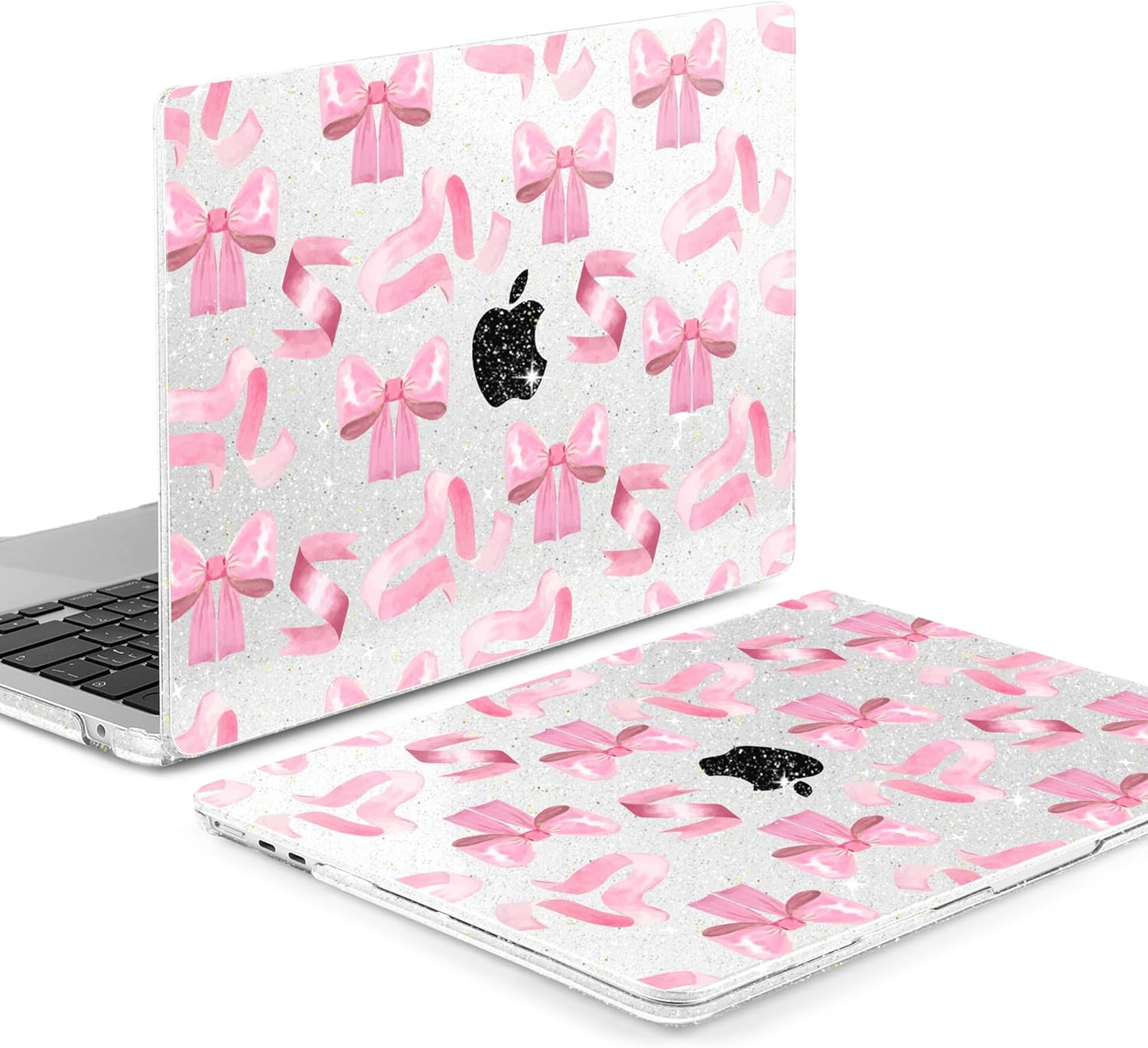 MEEgoodo Case for M4/M3/M2 MacBook Air 13.6 inch Case 2025 2024 2022, Fit Model A3240/A3113/A2681, Laptop Hard Shell with Keyboard Cover Compatible with MacBook Air 13 inch, Pink Satin Bow
