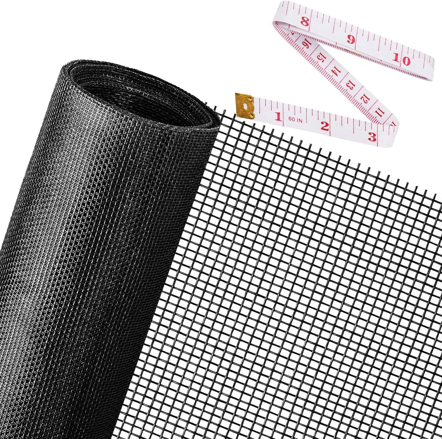 Replacement Window Screens, 59X106 Inch Durable Window Screen Mesh for Patio Porch Door Windows, DIY Adjustable Fiberglass Screen Repair Kit Sliding Net Roll Pet, Black by Ouskr