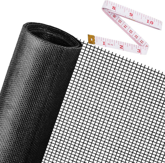 Replacement Window Screens, 48X118 Inch Durable Window Screen Mesh for Patio Porch Door Windows, DIY Adjustable Fiberglass Screen Repair Kit Sliding Net Roll Pet, Black by Ouskr