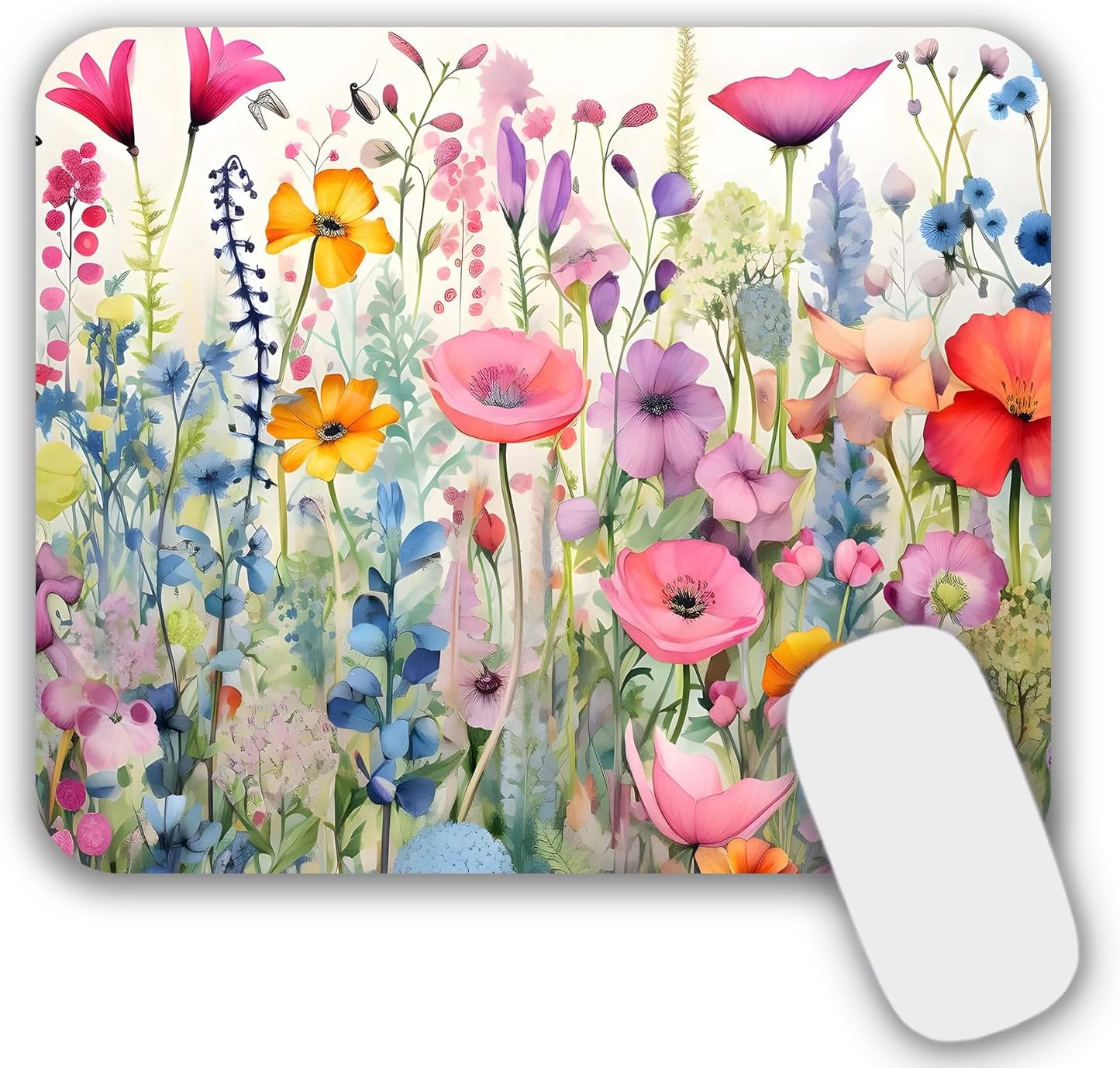 Mouse Pad, Gaming Mouse Pad, Non-Slip Rubber Base Mouse Mat with Designs for Laptop, Computer & Office, 9.5 x 7.9 x 0.12 inches (Nice Flowers)
