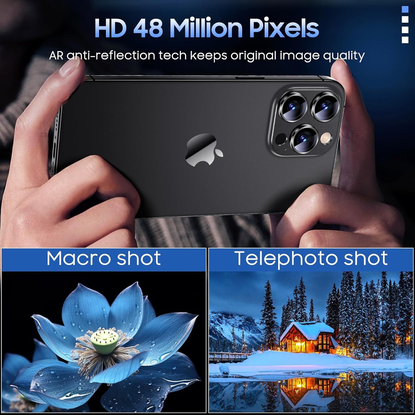 Uyiton Compatible with iPhone 15 Pro/iPhone 15 Pro Max Camera Lens Protector, [Not Easy to Break][Strong Adsorption][Case-Friendly] Metal Tempered Glass Rear Camera Screen Cover - Black, 2 Pack