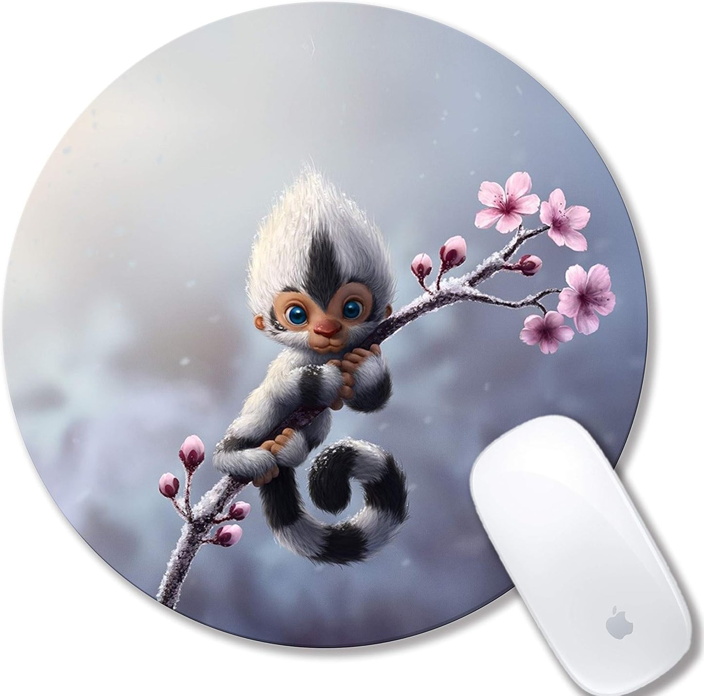 Mouse pad Cute Animal, Non-Slip Computer Mousepad with Monkey and Flower Design, Rubber Mouse mat for Home and Office