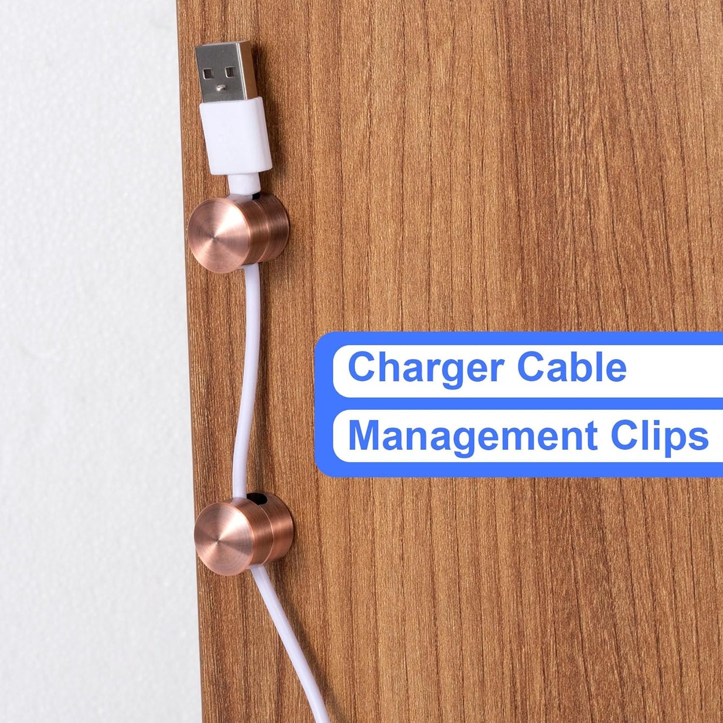 3 Sets Charger Holders for Cords, Red Bronze Color Adjustable Cable Anchor Holders, Adhesive Metal Cord Clips, Cable Management Wire Organizers for Desk, Office, Nightstand