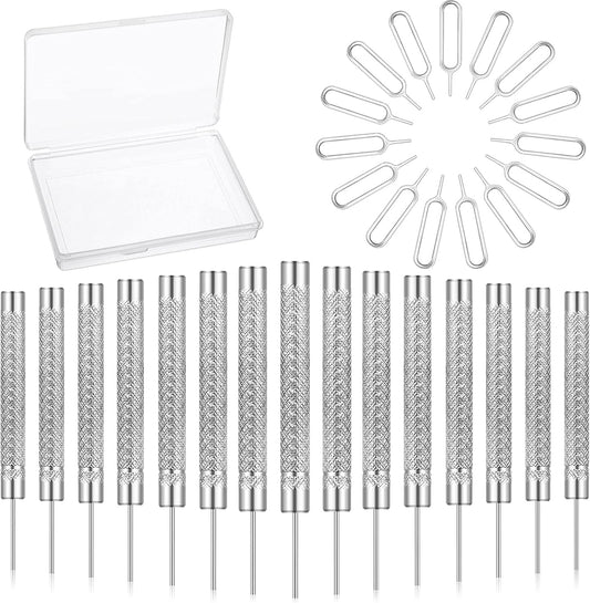 Frienda 30 Pieces SIM Card Removal Tool SIM Card Tray Eject Pins Opening Removal Tool Cellphone Eject Pin with Transparent Storage Box Packaging for Most Smart Phones, Silver, 2 Styles