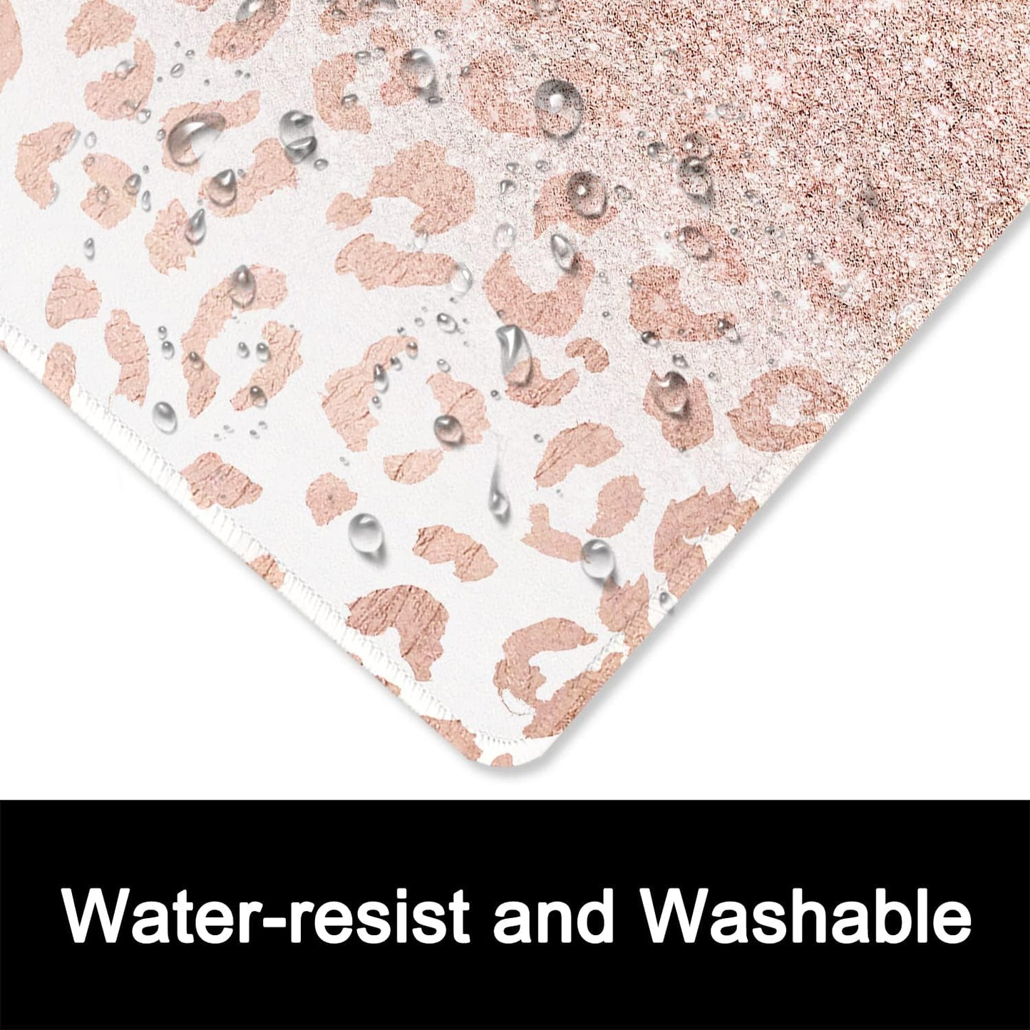 ITNRSIIET Mouse Pad with Stitched Edge Premium Textured Smooth Precise Operation Waterproof Washable Non-Slip Rubber Base Desktop Protection Mat, 10.2×8.3×0.12 inches, Rose Gold Leopard Print