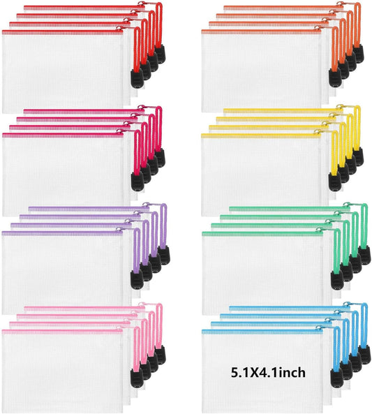 Jetec 32 Pcs Mesh Zipper Bags Toy Storage Bikini Organizer Bag Bolsas Para Guardar Trajes De Baño Waterproof Zipper Reusable Pouch Puzzle Multipurpose for Storage Office(Stylish Color,5.1 x 4.1 Inch)