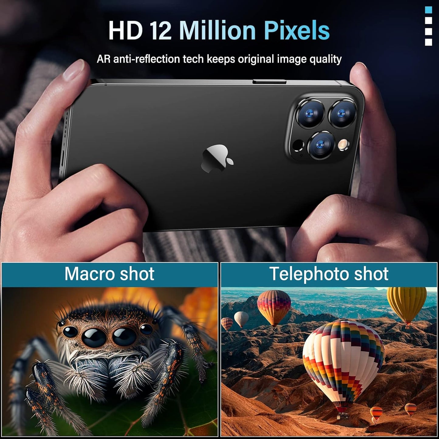 Uyiton for iPhone 12 Pro Max Camera Lens Protector, [Drop Protection][Strong Adsorption] 9H Tempered Glass Camera Cover Screen Metal Ring Case Friendly Scratch Resistant Easy to Install - Black