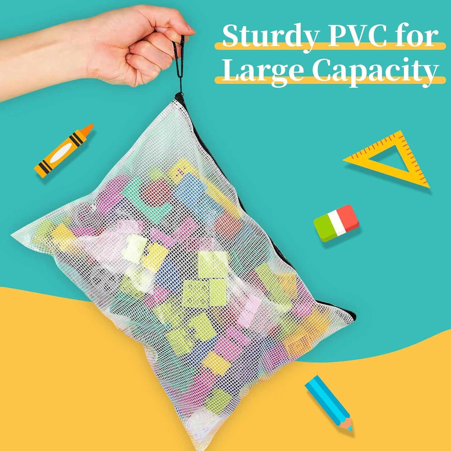 A5 Mesh Zipper Pouch, 24 Pack 9.4" x 6.9" Plastic Zipper Pouches for Organizing, Multipurpose Waterproof Zipper Bags for Travel Office Home Storage, Black