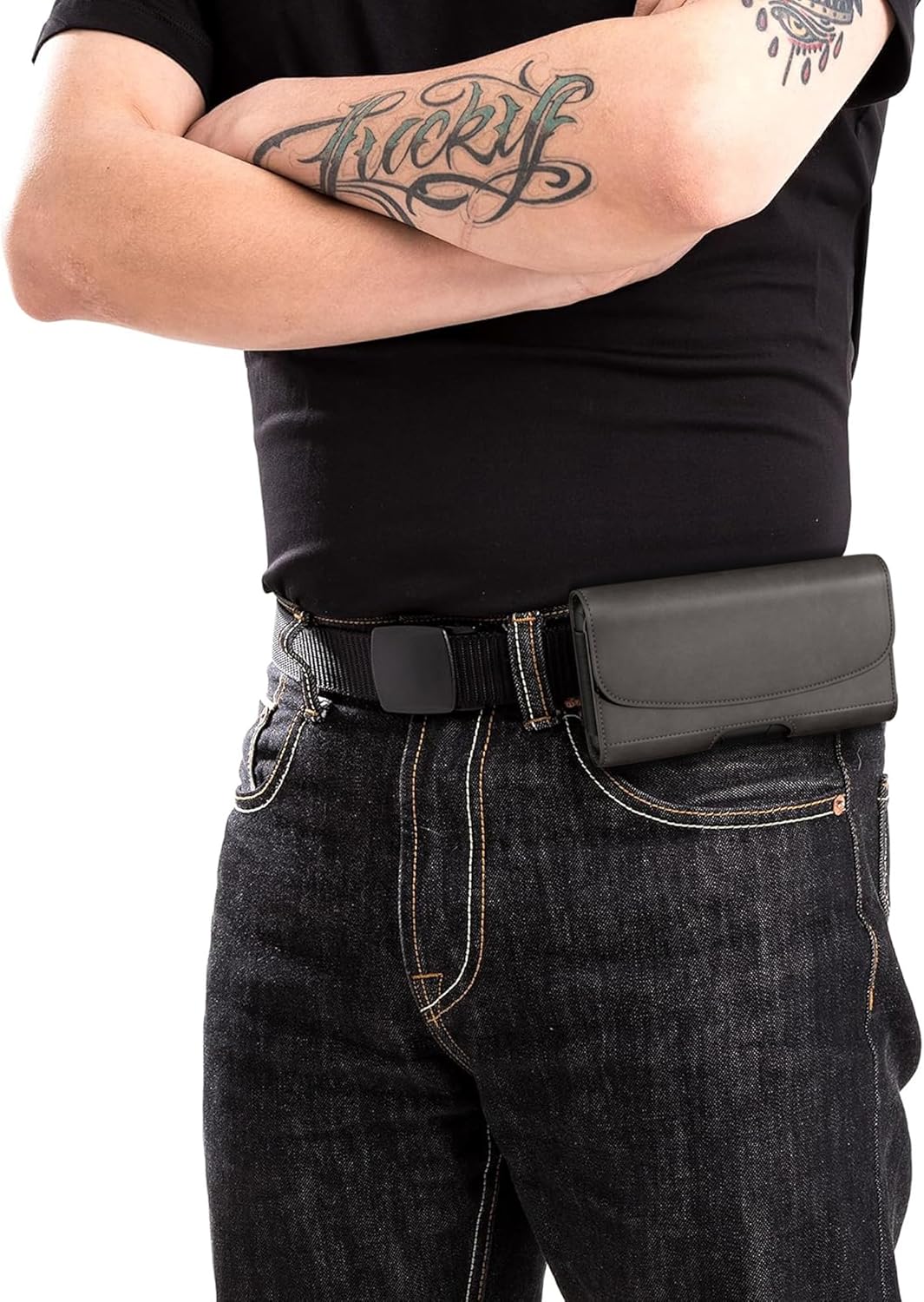 PiTau Holster for Samsung Galaxy Ultra S25 S24 S23 S22 S21 S20 A73 A54 A53, Phone Belt Clip Holder Case for Google Pixel Pro XL 9 8 7 6 4 3, Men's Big Cellphone ID Card Carrying Pouch, Pewter X-Large