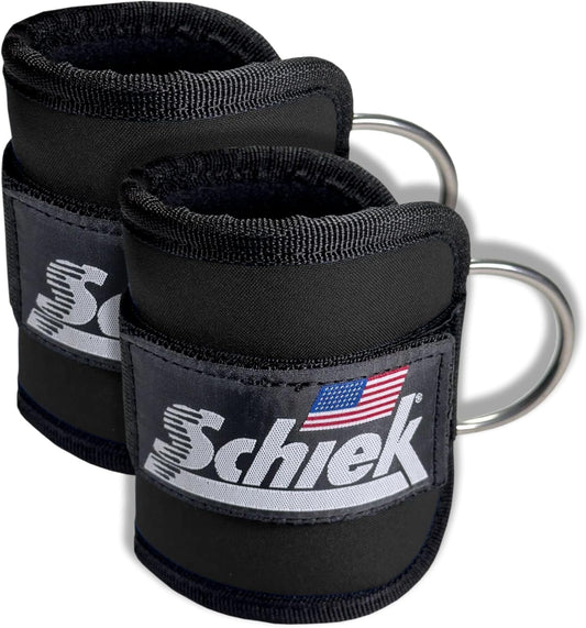 Schiek Sports 1707 Ankle Cuffs - Ideal for Glute Kickbacks and Cable Machine Workouts - Durable and Built To Last