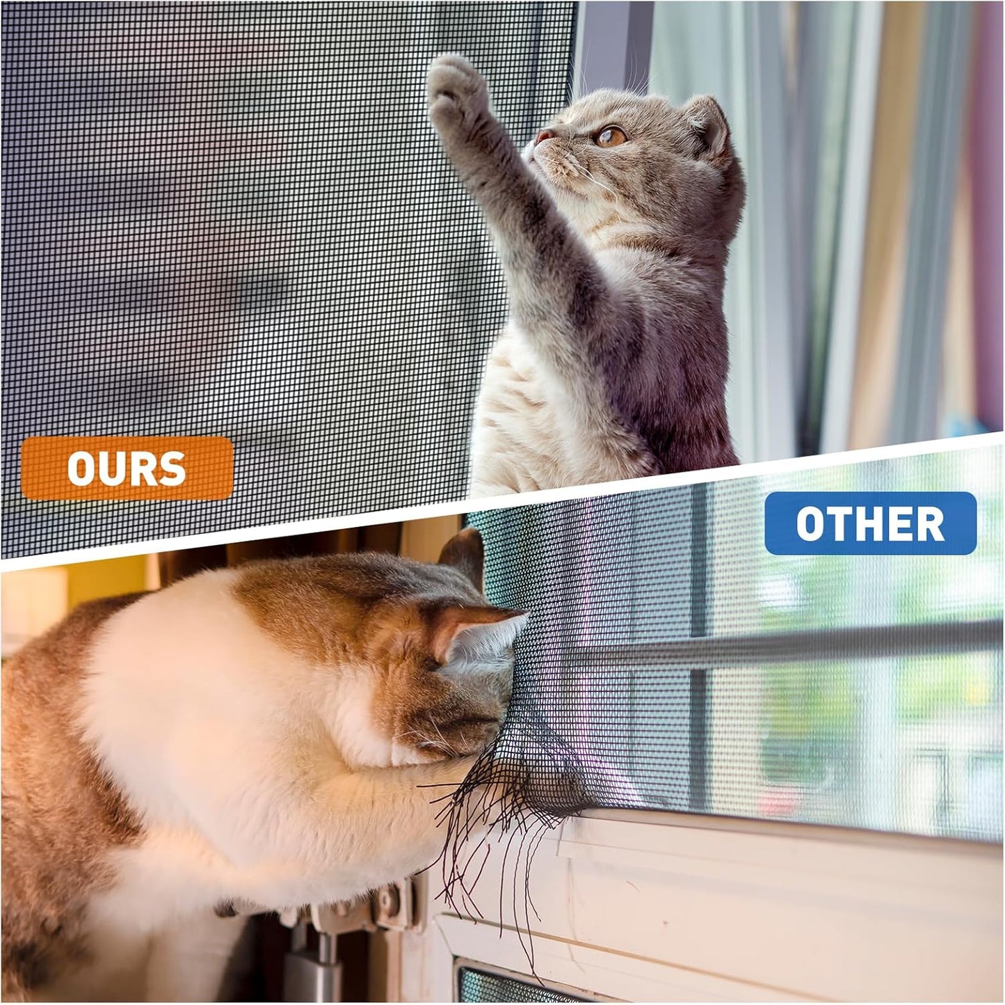 MAGZO Pet Proof Window Screen Replacement Mesh Roll, 37.4in × 16.4ft Upgraded Thicker 360g/m² Heavy Duty Polyester Screen Mesh for Dog Cat Protector, Ideal for Patio Porch Sliding Repair Kit 14x11Mesh