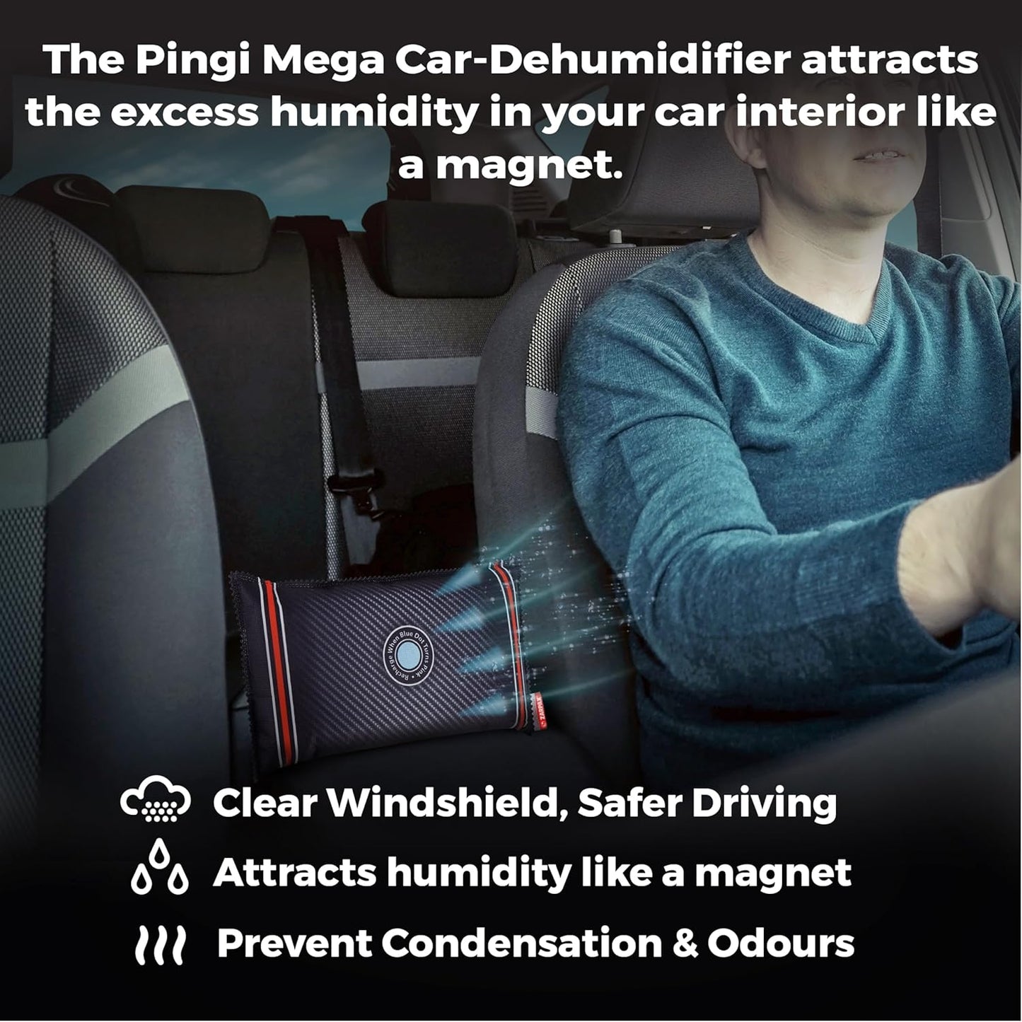 Car Dehumidifier Mega Pack - Absorbs Moisture & Condensation - 100% Leakproof - Reusable (2.2lbs/1kg)