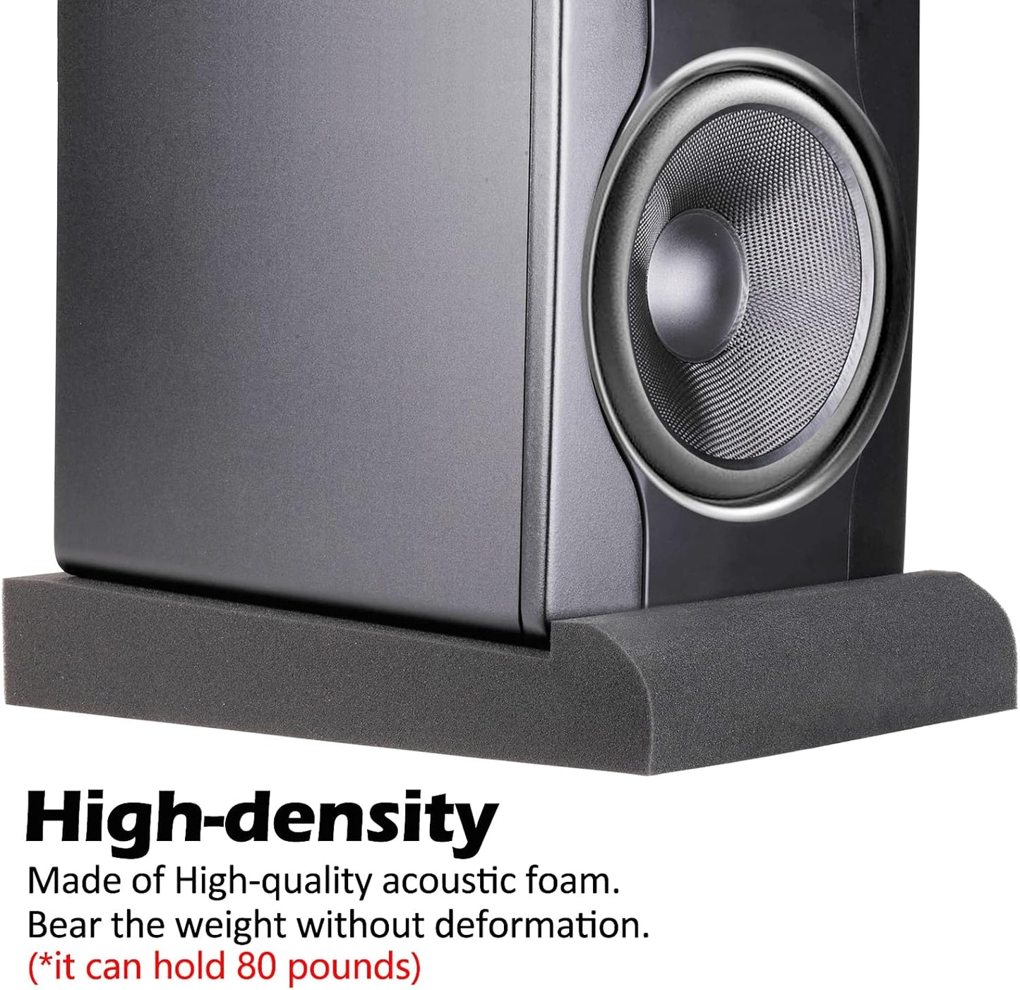 Studio Monitor Isolation Pads, Made of High Density Acoustic Foam, 2 Packs Sound Dampening Speaker Riser Foam to Prevent Vibrations