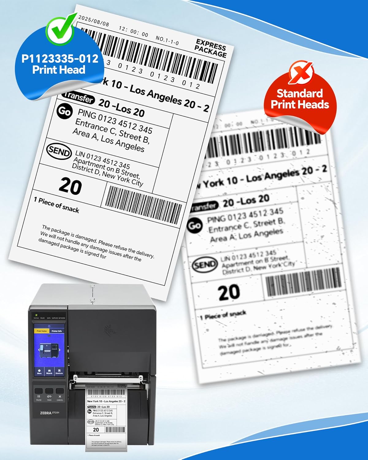 P1123335-012 Genuine Print Head for Zebra ZT111 ZT211 ZT231, New Printhead for Zebra Barcode Thermal Label Industrial Printer 203dpi OEM Replacement P112216-10