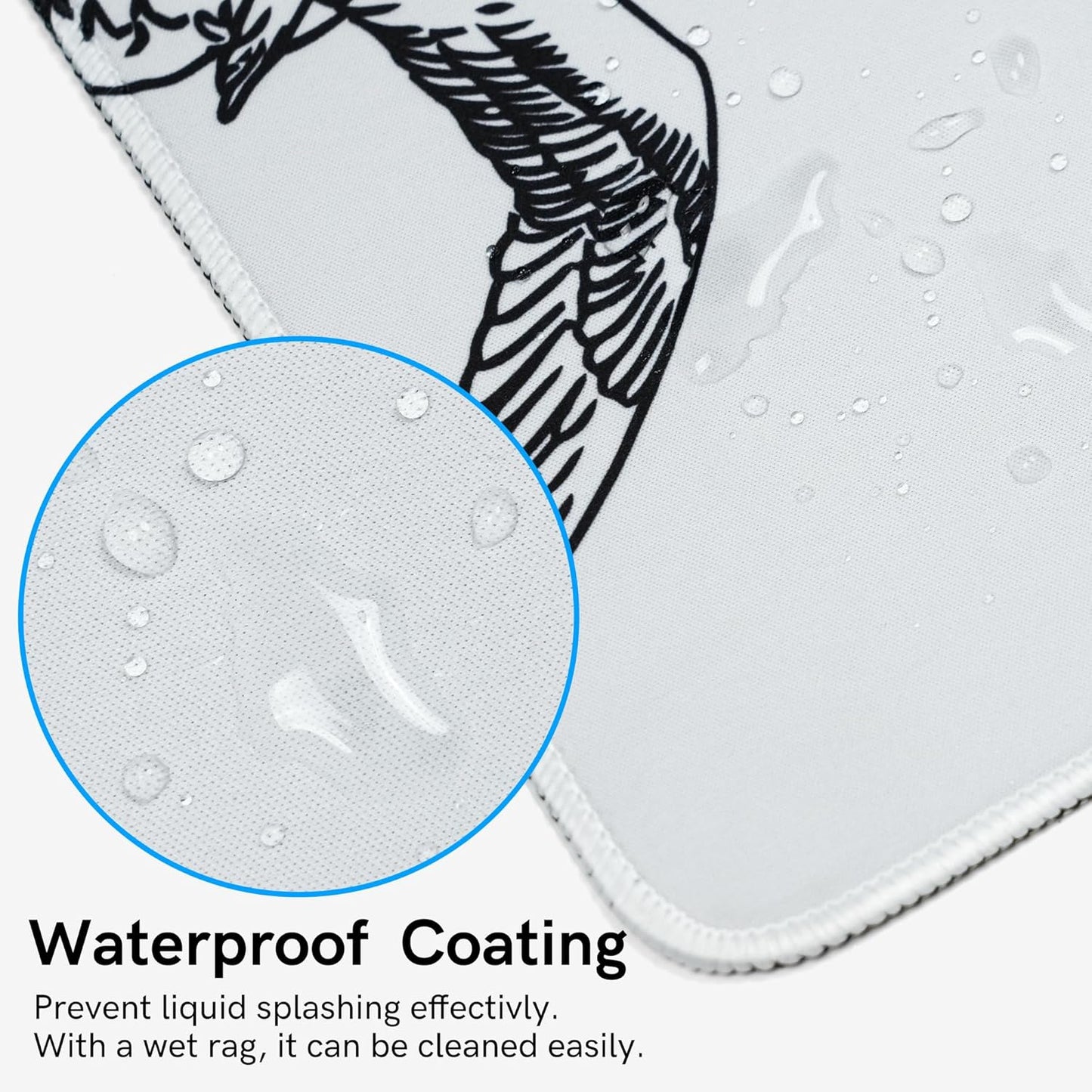 Large Gaming Mouse Pad for Desk,Kanagawa XXL Mouse Pad 35.4x15.7 Inch,Waterproof Desk Pad,Non-Slip Rubber Base Mice Pad,Keyboard Pad Computer Mat,White Mouse pad