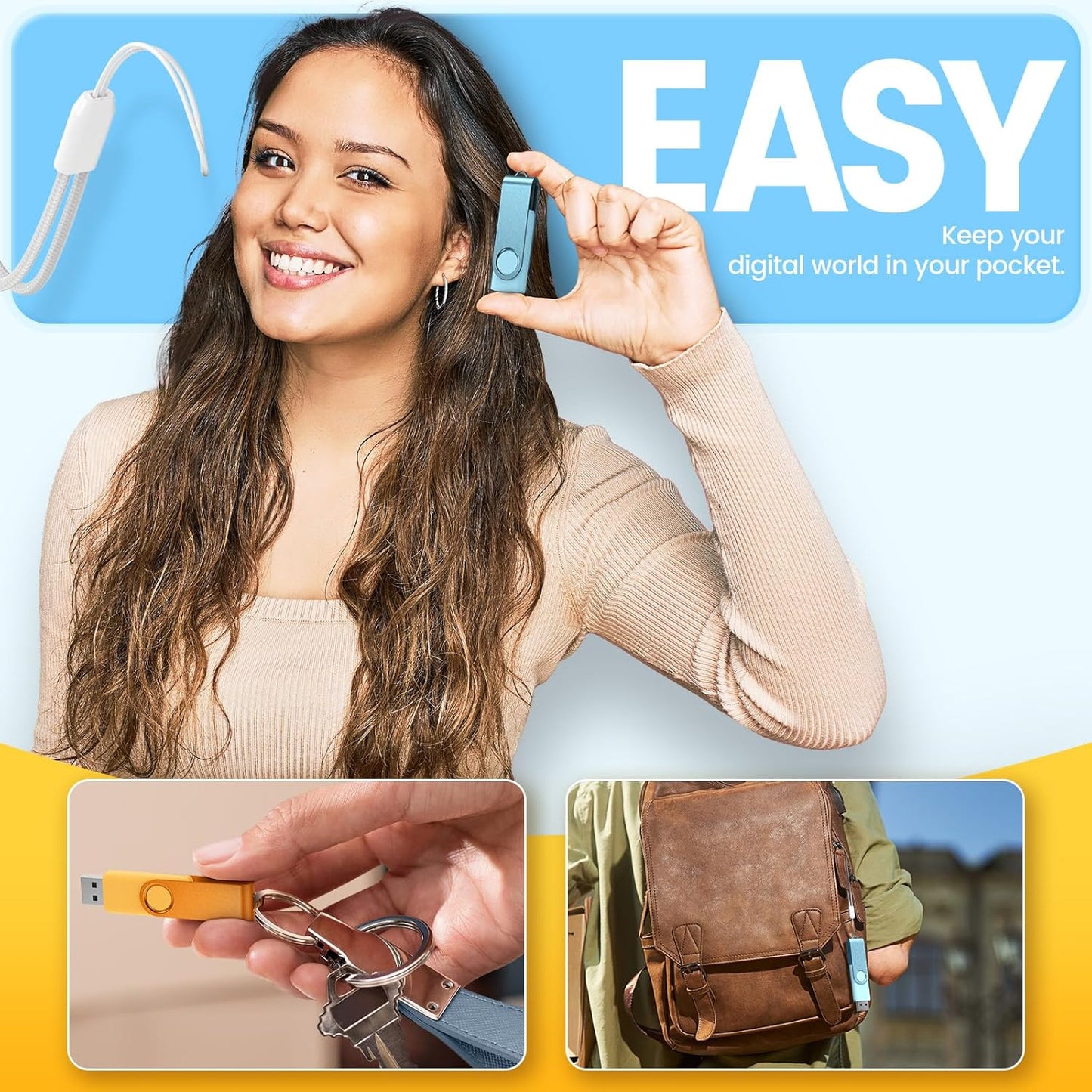 Kepmem 10-Pack 16GB USB 2.0 Flash Drives Bulk Memory Stick Swivel Thumb Drives 16 GB for Universal Data Storage at Home and Office for Storing Photo/Video/Music/File by