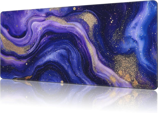 Mouse Pad Large Fluid Art Marble Texture Non-Slip Game Desk Mat with Stitched Edge Laptop Keyboard Desk Pad for Work Home Gaming (35.4 x 15.7 Inches)