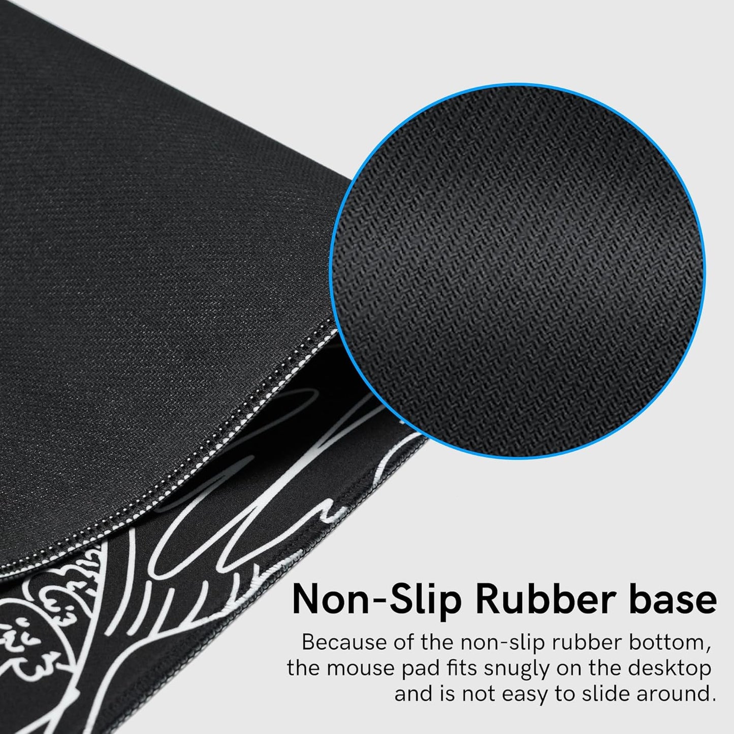 Large Gaming Mouse Pad for Desk,Kanagawa XXL Mouse Pad 35.4x15.7 Inch,Waterproof Desk Pad,Non-Slip Rubber Base Mice Pad,Keyboard Pad Computer Mat,Black Mouse pad