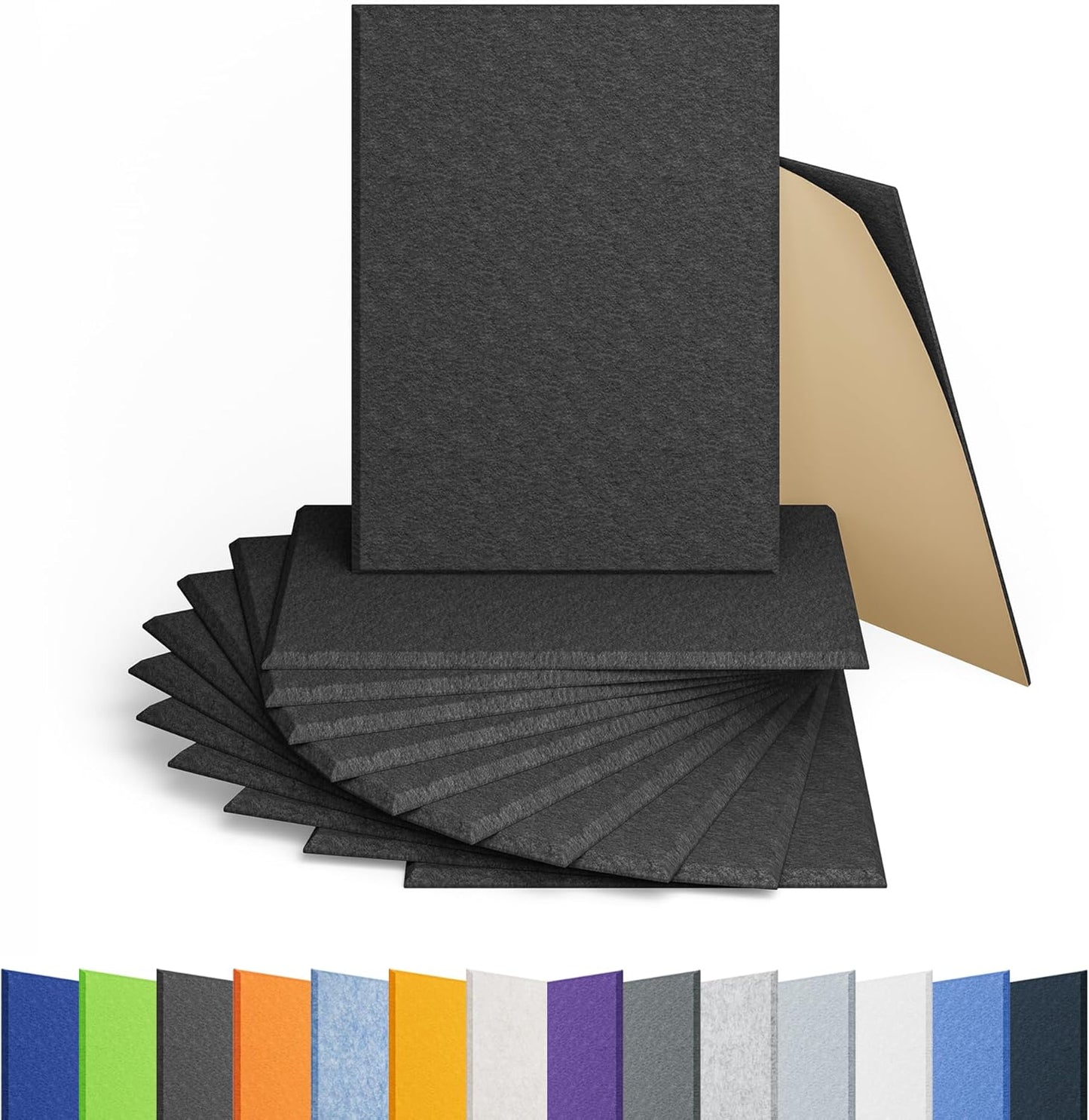 12 Pack Acoustic Panels Self Adhesive Sound Proof Foam, High Density Sound Acoustic Panel, 16X12X0.4 Inch 4:3 Rectangle Panels in Home, Office, Reccording Room, Studio,and more(Black)