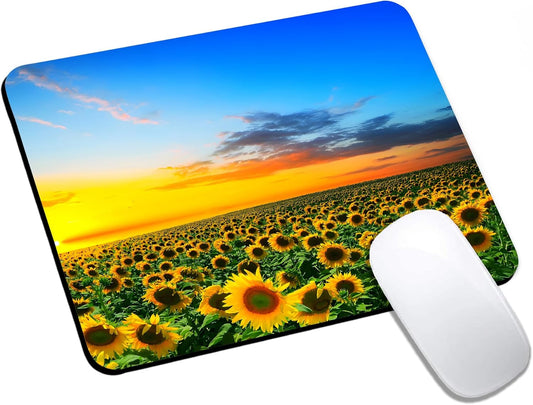 Mouse Pad, Beautiful Sunset Sunflower Mouse Pads for Desk, 9.5" x 7.9" Non-Slip Rubber Base Computer Mousepad with Women, Portable Square Design for Wireless Mouse and Pad Laptop Office & Travel
