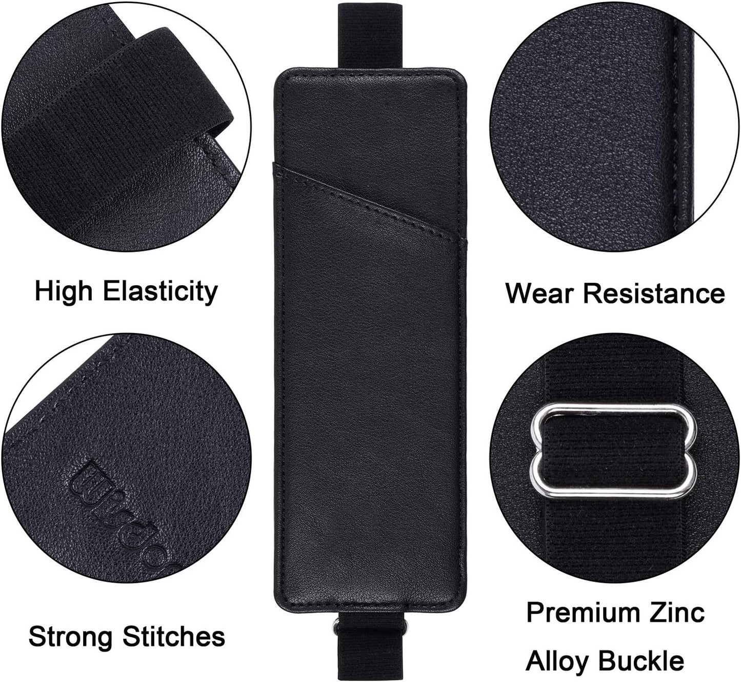 Wisdompro Adjustable Elastic Band Pen Holder, 2 Packs PU Leather Pencil Holder, Pen Sleeve Pouch, Fits for 8" to 11.5" Hardcover Journals, Notebooks, Planners, iPad