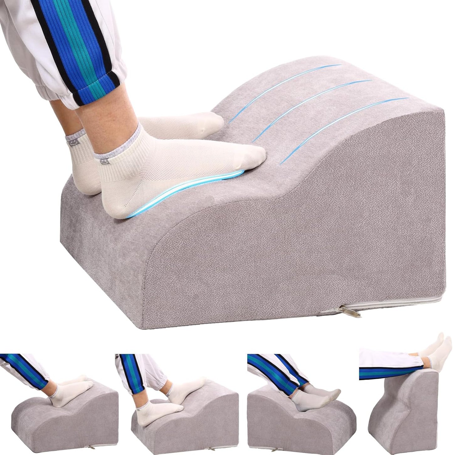 Foot Rest for Under Desk at Work.Multifunctional 3-Tier Foot Stool,with Washable Footrest.for Under Desk,Office Chair Gaming Chair & Sofa,Leg Elevation Pillow,Supports Posture-Light Grey