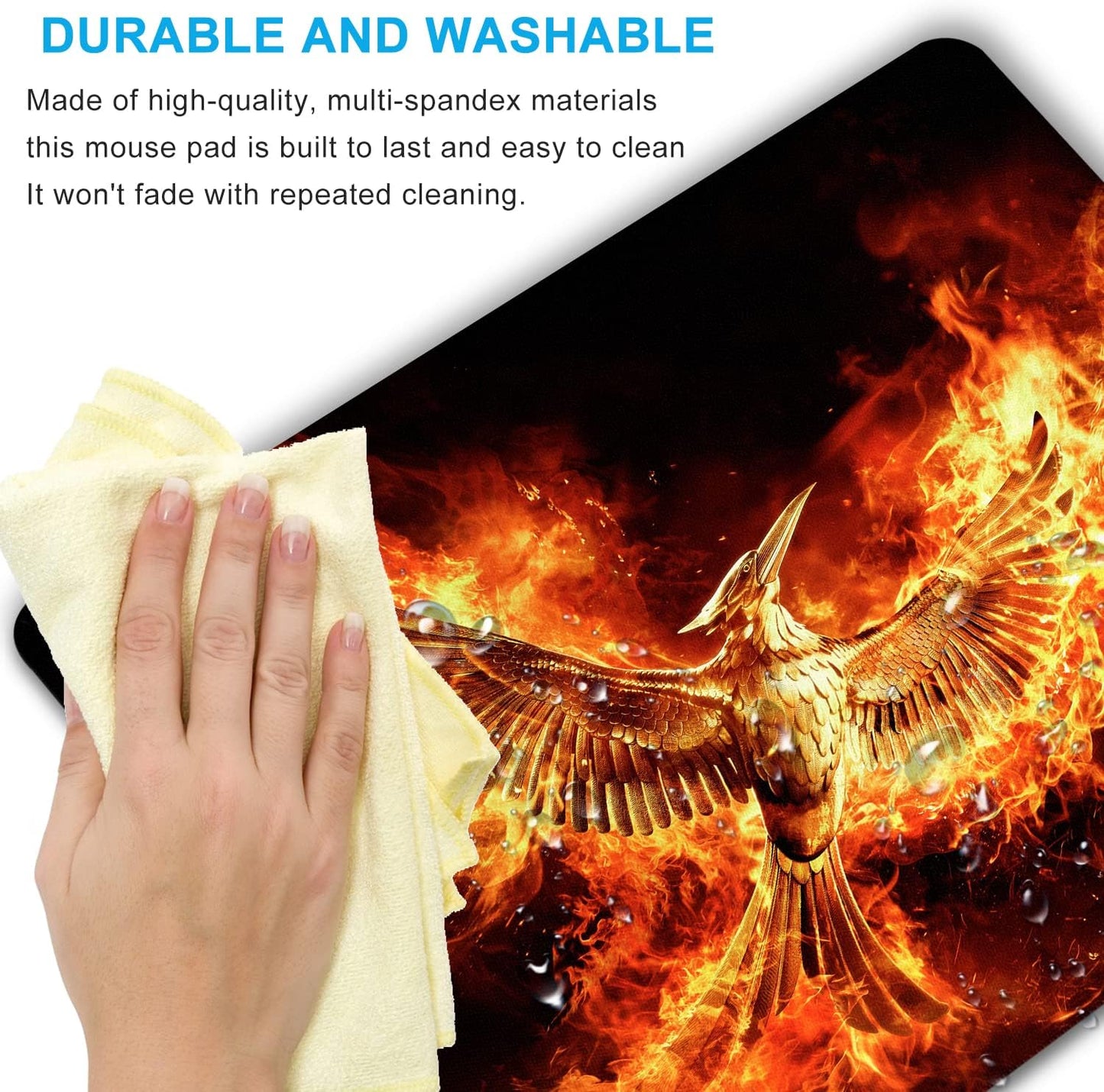 Cool Phoenix Mouse Pad Personalized Design, Non-Slip Surface, Rubber Base, Small Office Desk Pad for Computers and Laptops