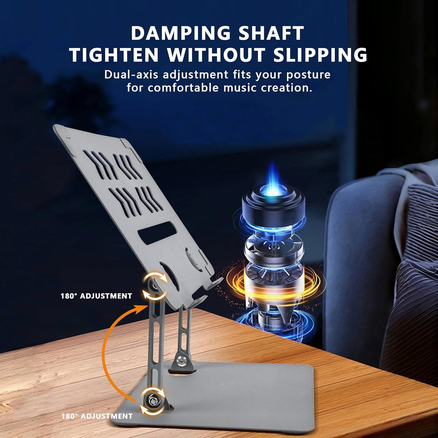 Home Studio Small Desktop Mixer Stand, Aluminum Portable Folding Heat Dissipation Lift Stand, Compatible with Nektar Panorama CS12, Rode RODECaster Pro II, Tascam Mixcast 4 (Gray)