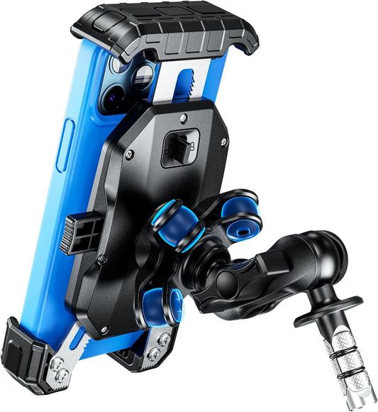 Kewig Motorcycle Fork Stem Phone Mount Holer with Vibration Dampener, [No Scratches Camera] Anti-Theft Motorcycle Cell Phone Holder, Fits for Fork Stem Tubes 12-25.4mm in Diameter, for 5.5-7.2" Phone