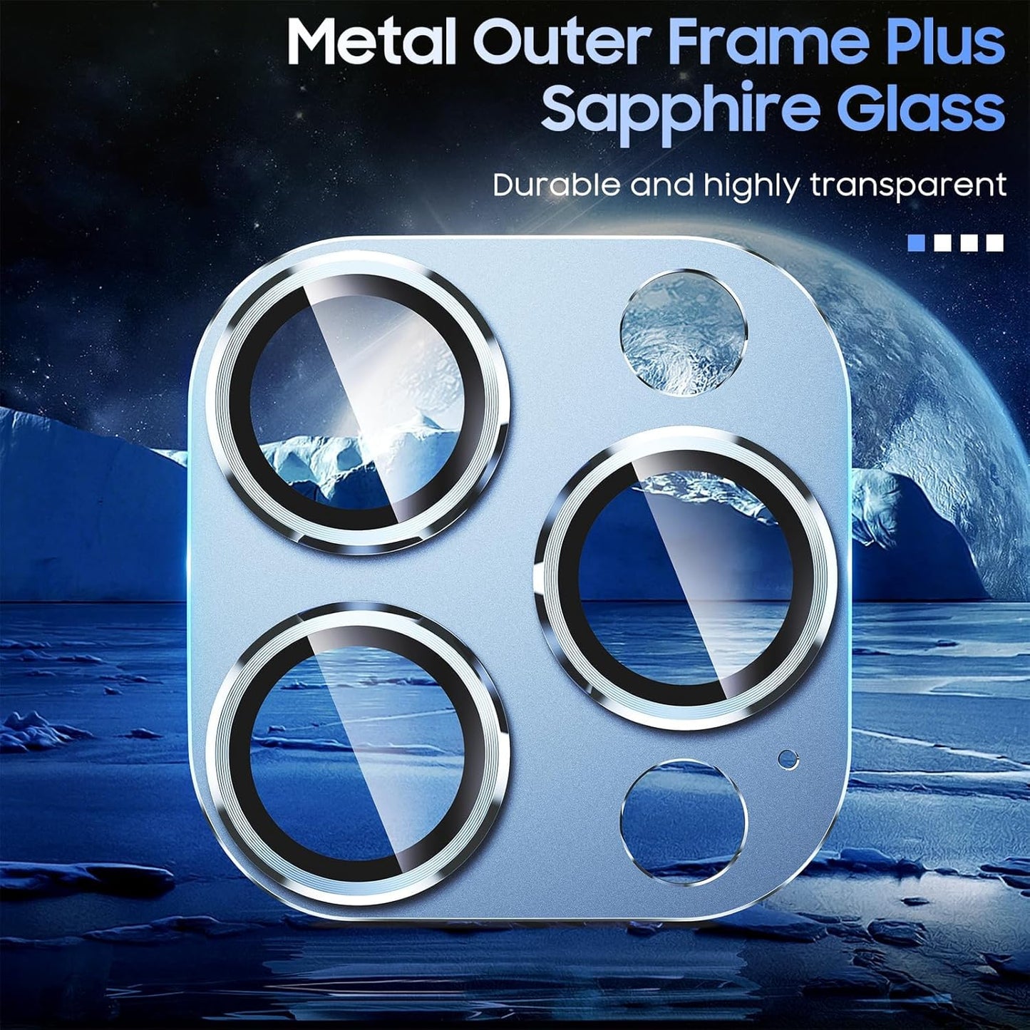 Uyiton for iPhone 13 Pro/iPhone 13 Pro Max Camera Lens Protector, [Strong Adsorption] [Drop Protection] Metal Ring Tempered Glass Rear Camera Screen Cover - Blue